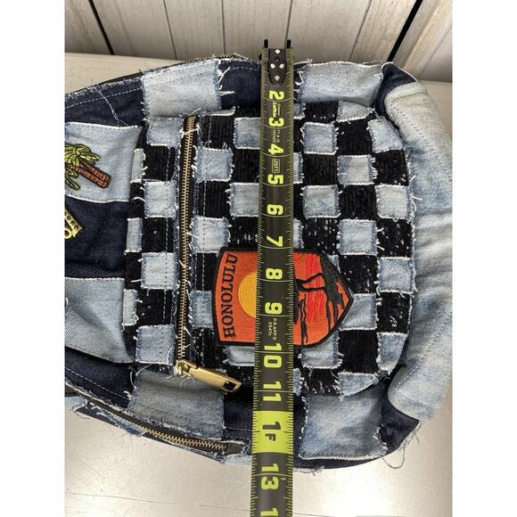 Marc Jacobs Blue Denim Biker Patchwork Shoulder Paradise Backpack Bag - Picture 10 of 10